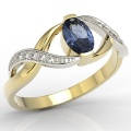 Ring i 14k guld med safir på 0,50ct och 10 diamanter på 0,04ct