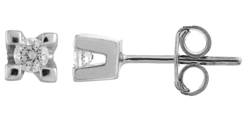 Örhängen i 14k vitt guld med 2 diamanter 0,12ct