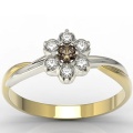 Ring i 14k guld med rökigt kvarts och 6 diamanter på 0,12 ct