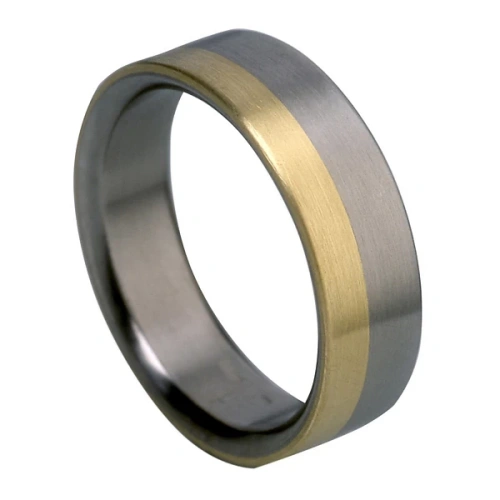 Vigselring i titan och gulguld 7 mm