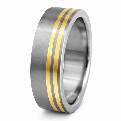 Vigselring i titan och gulguld 7 mm