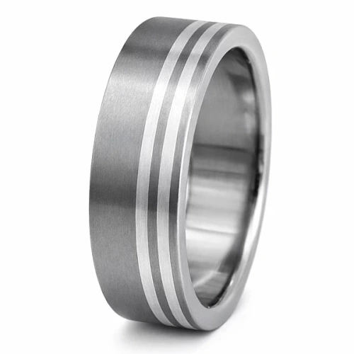 Vigselring i titan och silver 7 mm