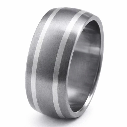 Vigselring i titan och silver 9 mm