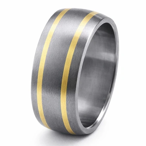 Vigselring i titan och gulguld 9 mm