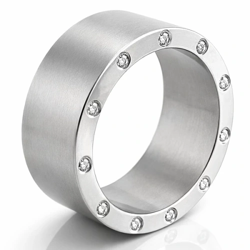 Vigselring i titan med 11 diamanter 10 mm