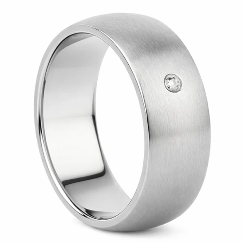 Vigselring i titan med diamant 9 mm