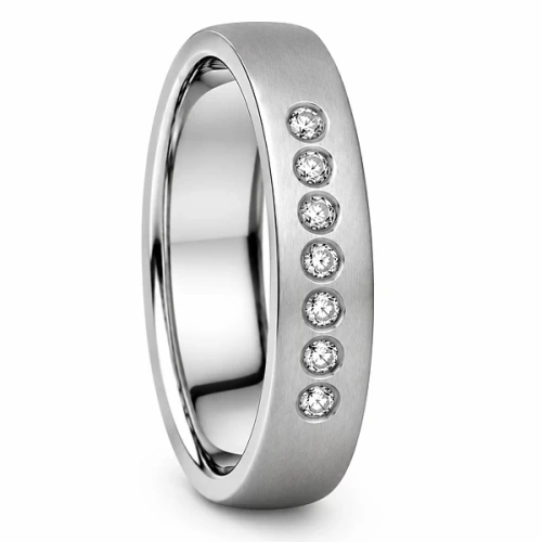 Vigselring i titan med 7 diamanter 0-07ct