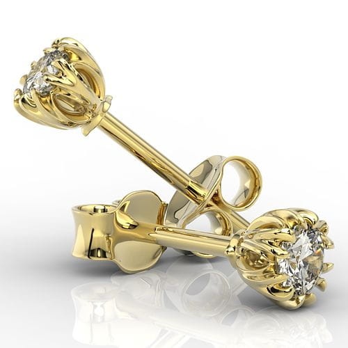 Örhängen i 14k gult guld med 2 diamanter 0,20ct
