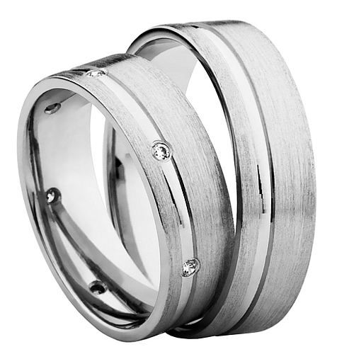 Vigselringar i 14k vitt guld med 7 zirkonier Swarovski