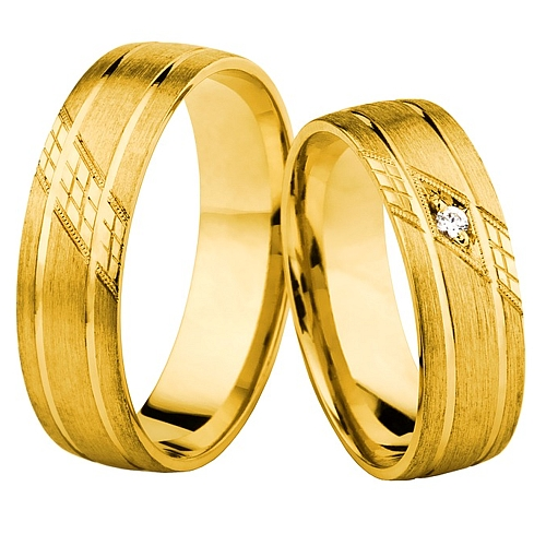 Vigselringar i 14k gult guld med zirkonia Swarovski