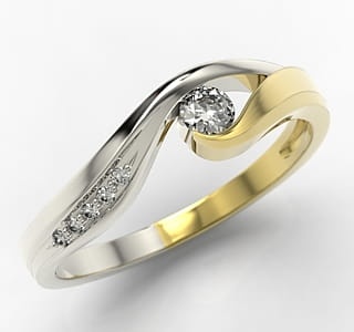 Ring i 14k guld med 6 diamanter 0-10ct