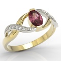 Ring i 14k guld med rubin på 0,54ct och 10 diamanter på 0,04ct
