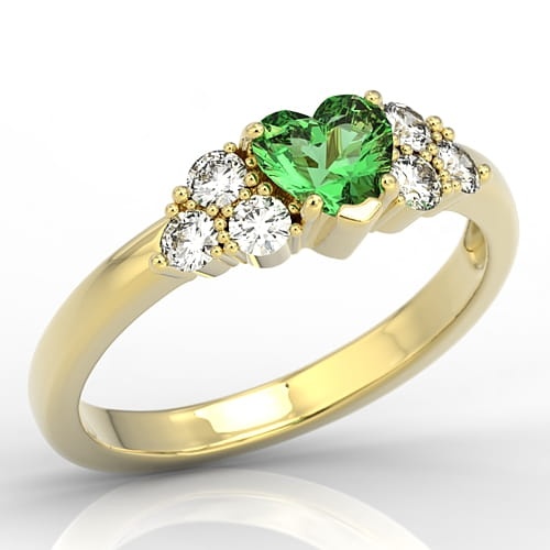 Ring i 14k guld med topas Swarovski 1ct och 6 diamanter 0-36ct