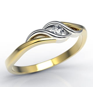 Ring i 14 karats guld med diamant på 0-06ct