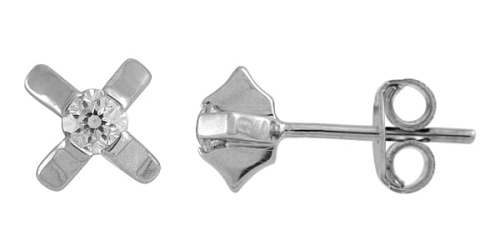 Örhängen i 14k vitt guld med 2 diamanter 0,14ct