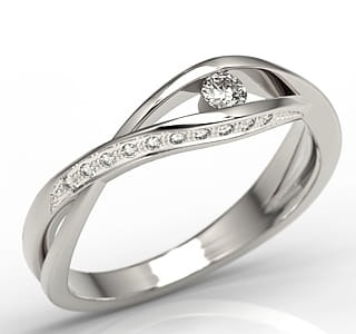 Ring i 14k guld med 21 diamanter 0-18ct