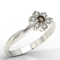 Ring i 14k guld med rökigt kvarts och 6 diamanter på 0,12 ct