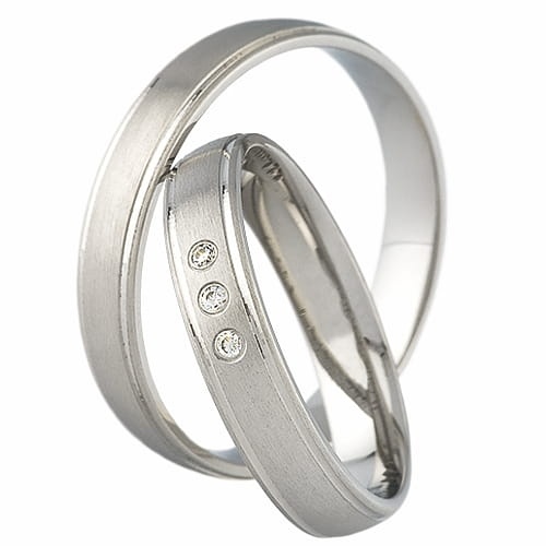 Vigselringar i 18k vitt guld med 3 diamanter 0,03ct