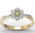 Ring i 14 karat guld med en citrin på 0,08 ct och 6 diamanter på 0,12 ct