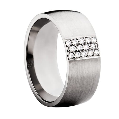Vigselring i titan med 14 zirkonier Swarovski