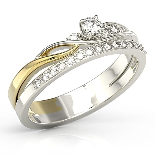 Ring i 14 karats guld med 20 diamanter 0-293ct