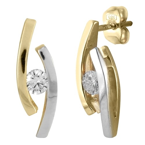 Örhängen i 14k gult och vitt guld med 2 diamanter 0,38ct