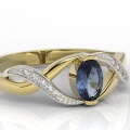 Ring i 14k guld med safir på 0,50ct och 10 diamanter på 0,04ct