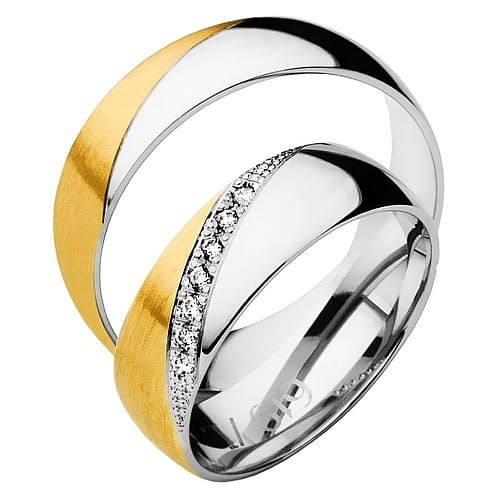 Vigselringar i 14k gult och vitt guld med 7 zirkonier Swarovski