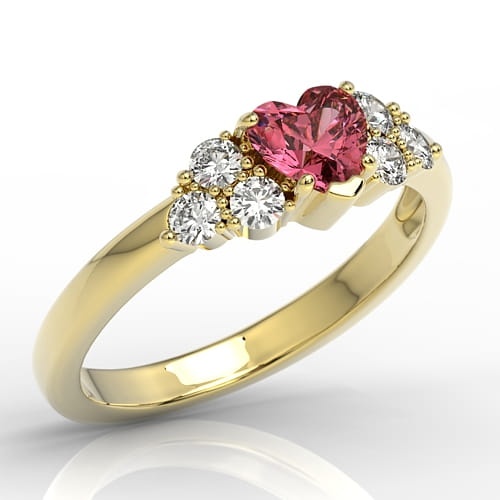 Ring i 14k guld med topas Swarovski 1ct och 6 diamanter 0-36ct