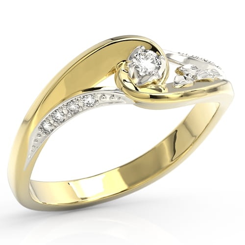 Ring i 14k guld formad som ros med 9 zirkonier Swarovski