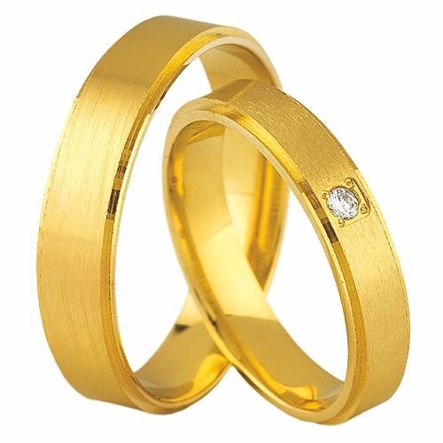 Vigselringar i 14k gult guld med diamant 0,03ct