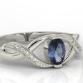 Ring i 14k guld med safir på 0,50ct och 10 diamanter på 0,04ct