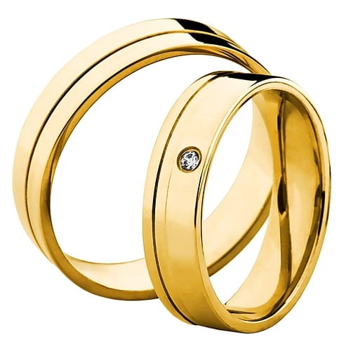 Vigselringar i 14k gult guld med diamant 0,02ct