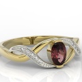 Ring i 14k guld med granat på 0,60ct och 10 diamanter på 0,04ct