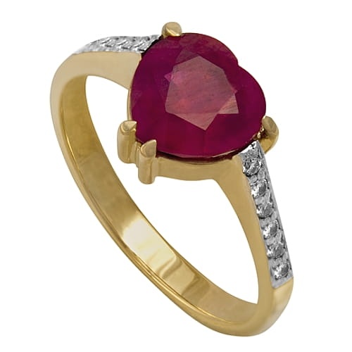 Ring i 14k guld med rubin 3-17ct och 12 diamanter 0-11ct