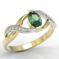 Ring av 14k guld med smaragd på 0,36ct och 10 diamanter på 0,04ct