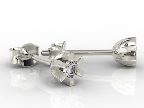 Örhängen i 14k vitt guld med 2 diamanter 0,12ct