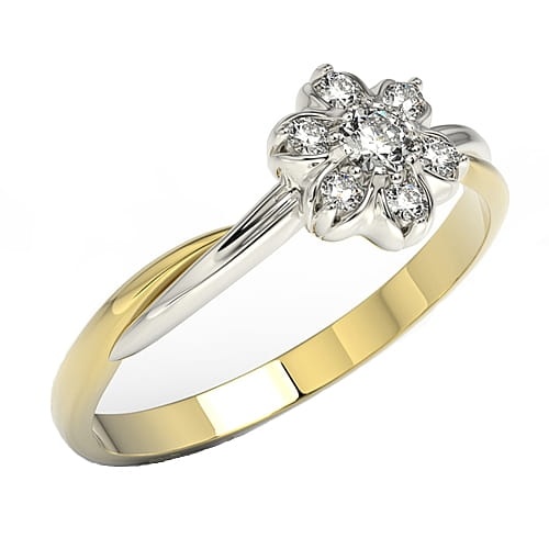 Ring i 14k guld med 7 diamanter 0-22ct