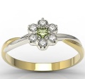 Ring i 14 karats guld med en olivin på 0,08ct och 6 diamanter på 0,12ct