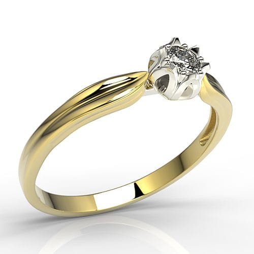 Ring i 14k guld i form av en liljekonvalj med en diamant på 0-08ct