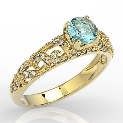 Ring i 14 karats guld med en topas på 0-58ct och 42 diamanter på 0-16ct