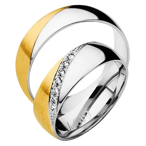 Vigselringar i 14k gult och vitt guld med 7 diamanter 0,07ct